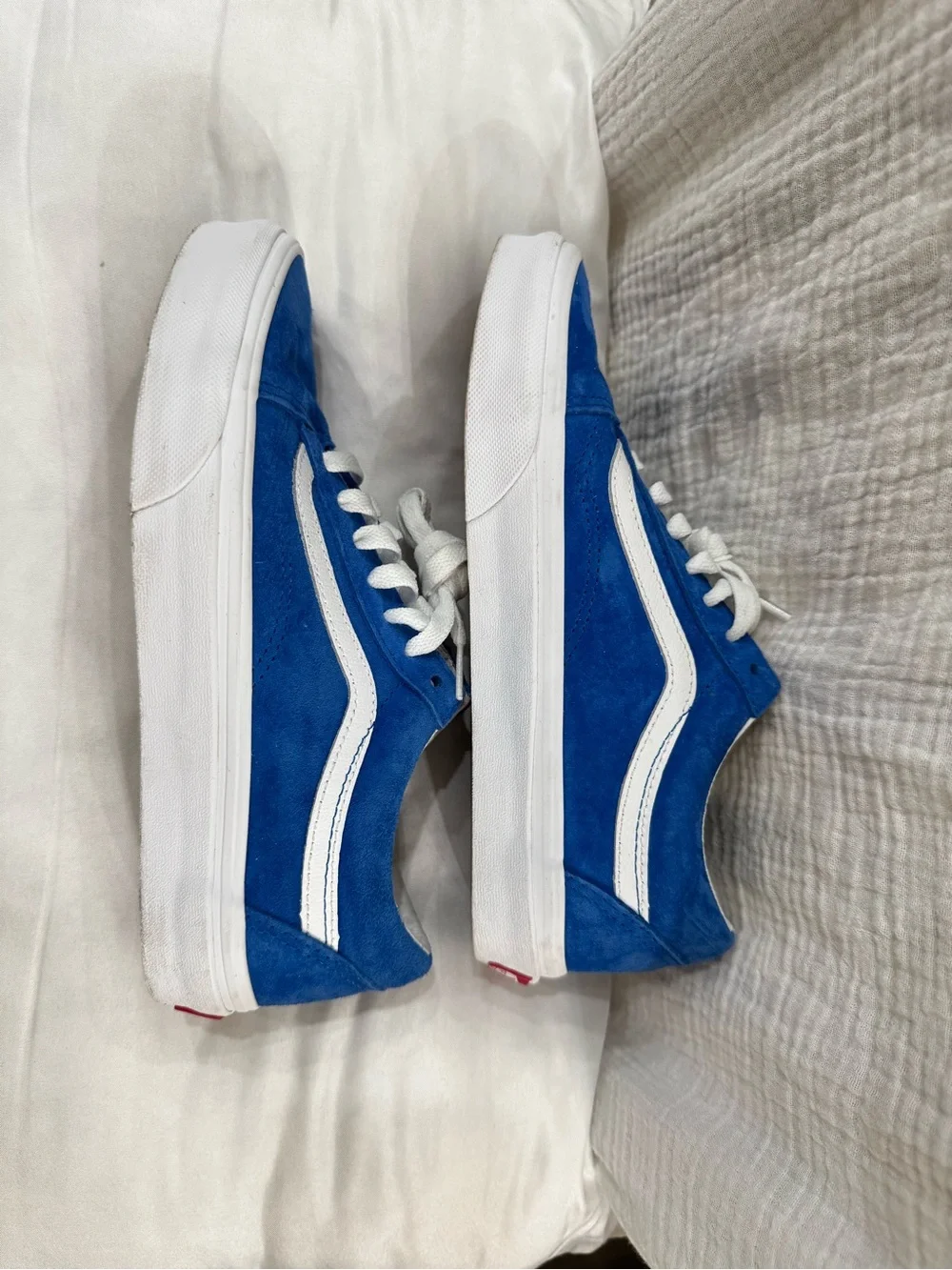 Vans Royal Blue Suede Low-Top Sneakers with White Stripe